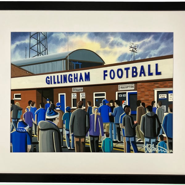 Gillingham, Priestfield Framed Football Art Print. 20" x 16" Frame Size