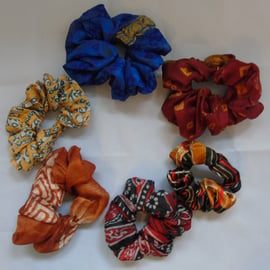 Six Colourful Hair Scrunchies