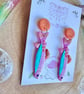 Handmade Colourful Fish Polymer Clay Earrings - Image 2