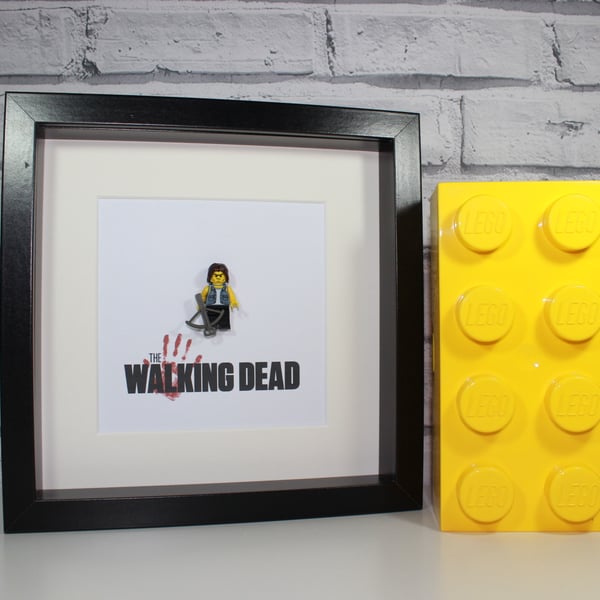 DARYL DIXON - WALKING DEAD - FRAMED CUSTOM LEGO MINIFIGURE 