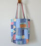 Irish Linen Patchwork Bag, Large Tote Bag