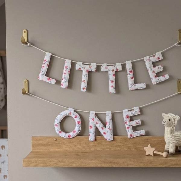 Little One Floral Nursery Banner, Handmade Baby Bunting, Ready to Gift