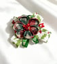 Handmade Christmas Ribbon Flower Hair Clip