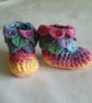 Hand crochet baby booties crocodile stitch multicoloured 3 - 6 months - Image 2