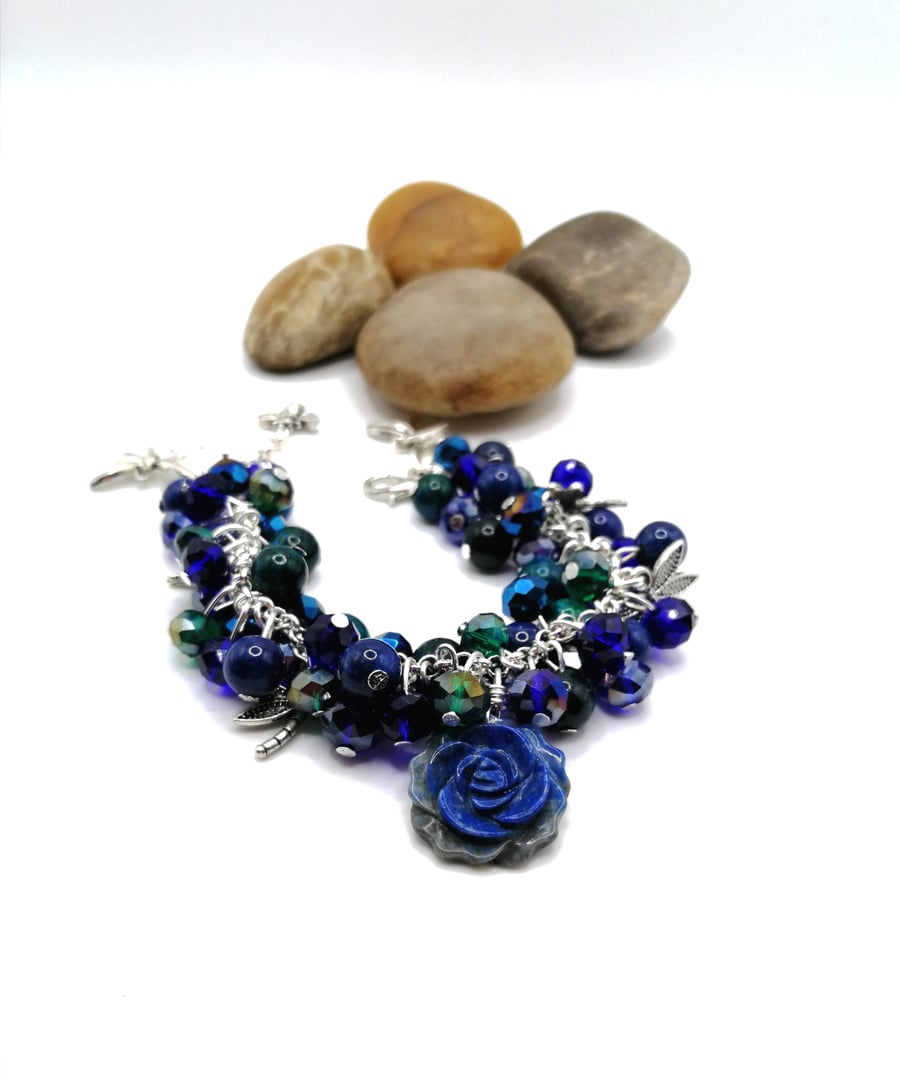 Lapis Lazuli and Chrysocolla Dragonfly Bracelet