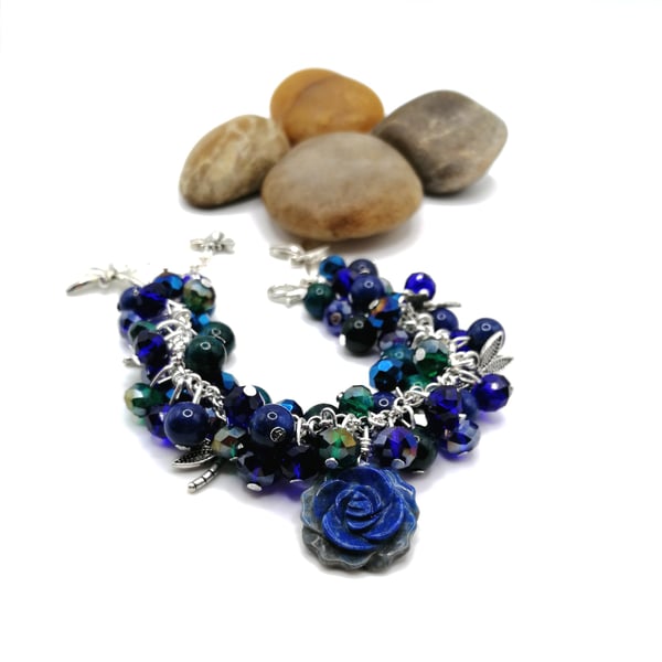 Lapis Lazuli and Chrysocolla Dragonfly Bracelet