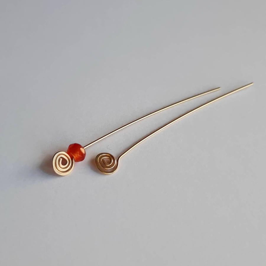 Handmade 14K Gold Filled Head Pins - Spiral End - Set of 2