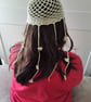 Handmade Crochet Mesh Hat – Cream Summer Hat with Long Straps - Image 2