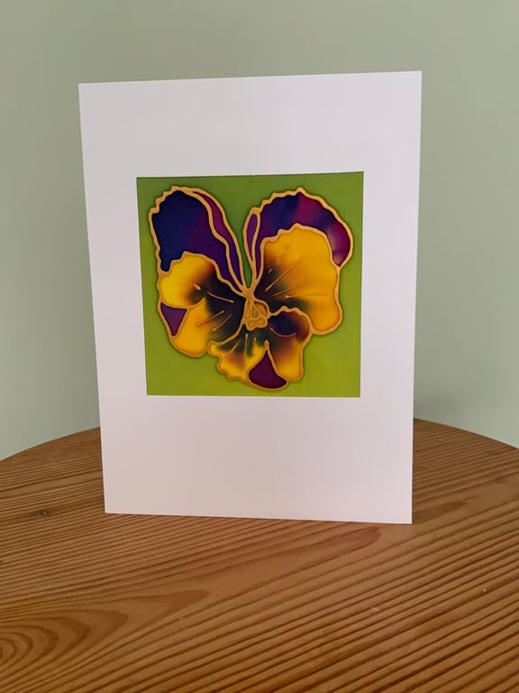 Original Hand painted silk greeting card
