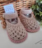 Designer Baby Girl's  Lacey Fawn Flower Hand Knitted Shoes  3-6 months size - Image 4