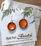 Handmade Ceramic Dangle Earrings, Foraged Bristol Clay, Orange Glaze - Image 3