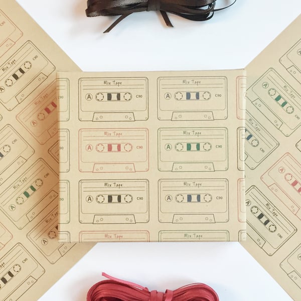A4 Cassette Tape Gift Wrap, Recycled gift wrap Music Lovers Gift 