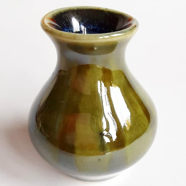 Miniature Bud Ceramic Vase Green Glazes 
