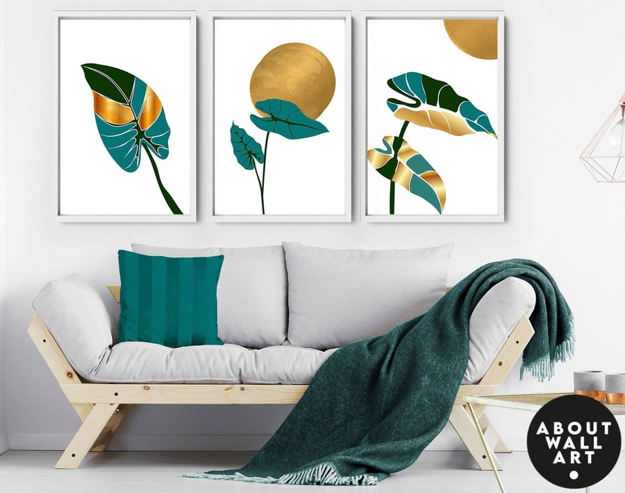 Botanical Bohemian Home Decor, New Home Set of 3 Wall Art Prints, Minimalist 3 p