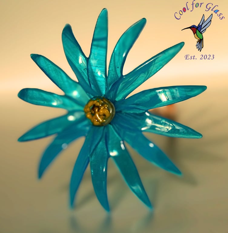 Fused glass 'aster' flower garden or plant stake