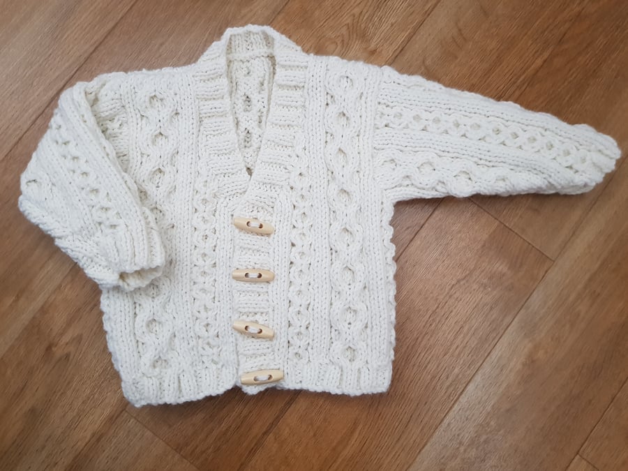 Hand Knitted Cream BabyCardigan 6-12 months