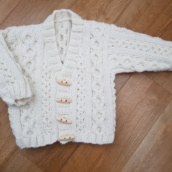 Hand Knitted Cream BabyCardigan 6-12 months