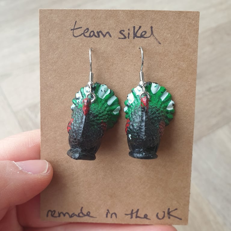 Turkey Earrings - Upcycled Vintage Toys