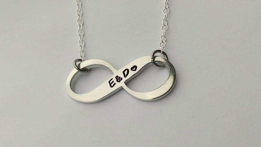 Hand stamped personalised Infinity name or initial necklace