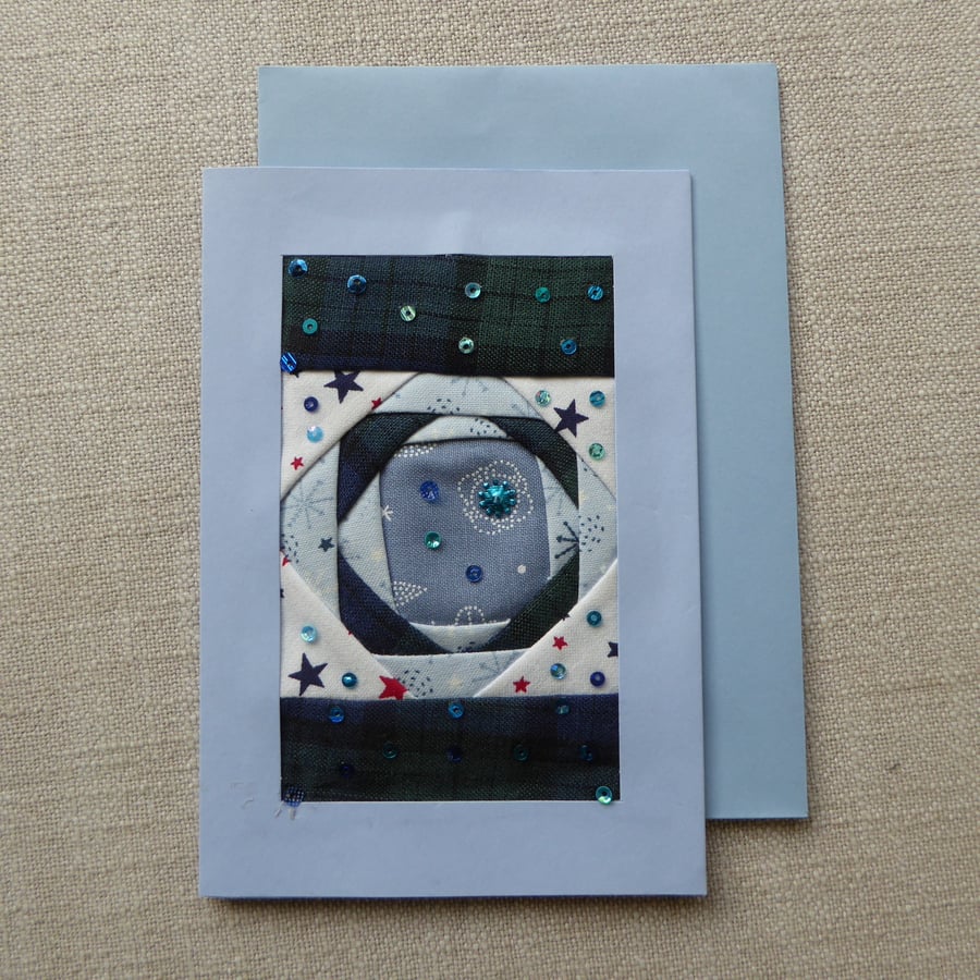 Individually Hand Crafted Textile Christmas Blank Card