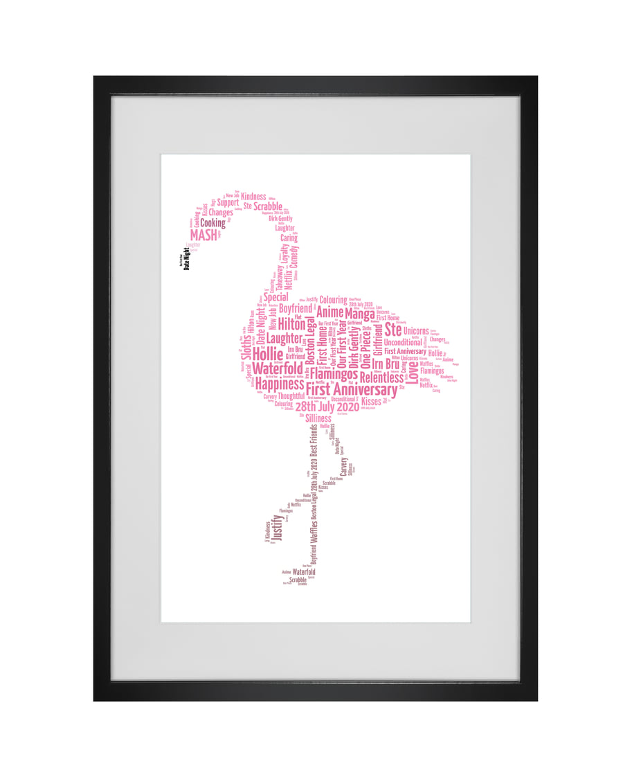 Personalised Pink Flamingo Design Word Art Gifts 