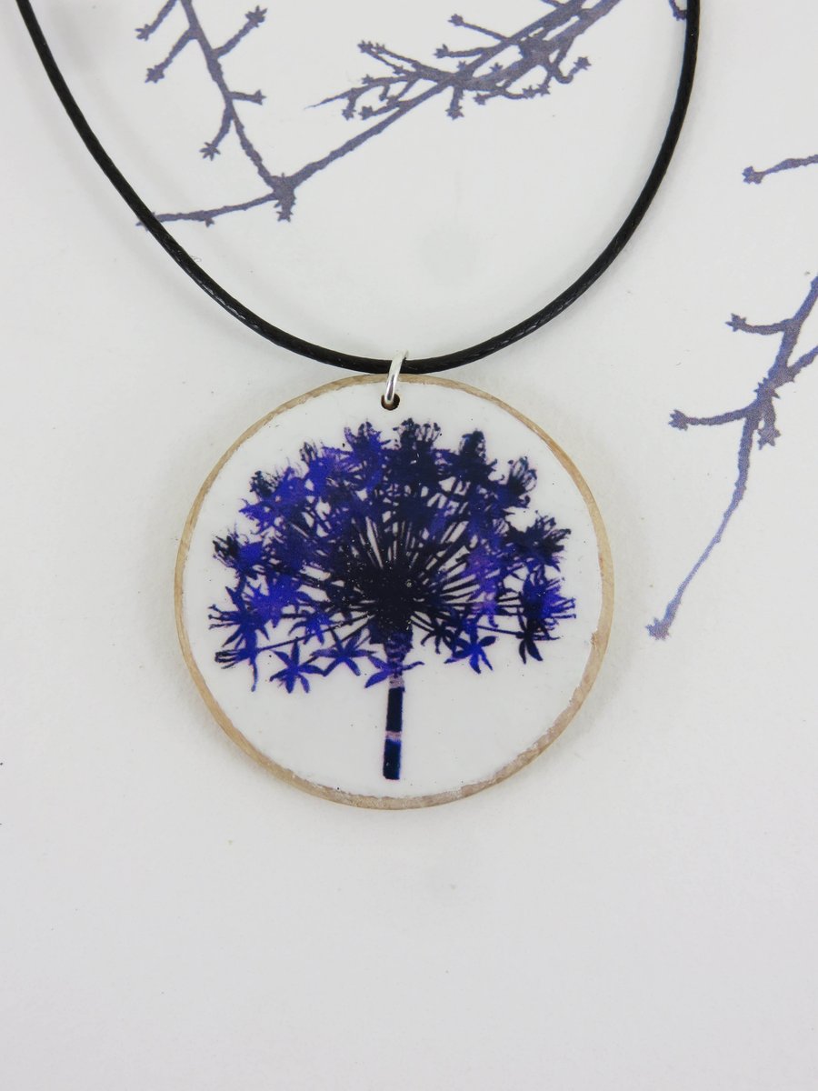Purple Allium Flower Pendant