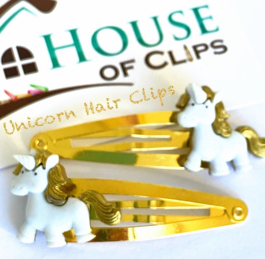 Girls Hair Clips - Unicorn Hair Clips x2 - Unicorn Barrettes Unicorn Gift - Unic