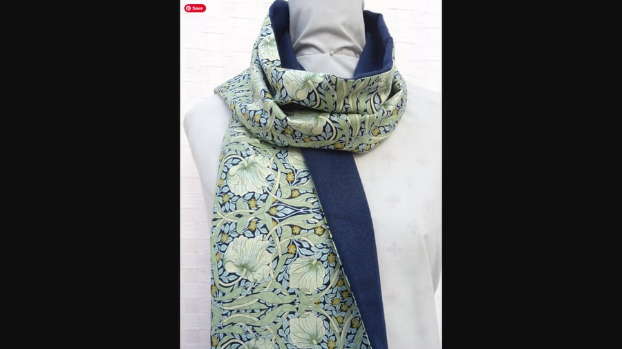 Liberty of London Print Long Scarf.Cotton Tana Lawn Cashmere.  