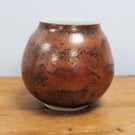 Moon jar, vase handmade pottery copper glaze