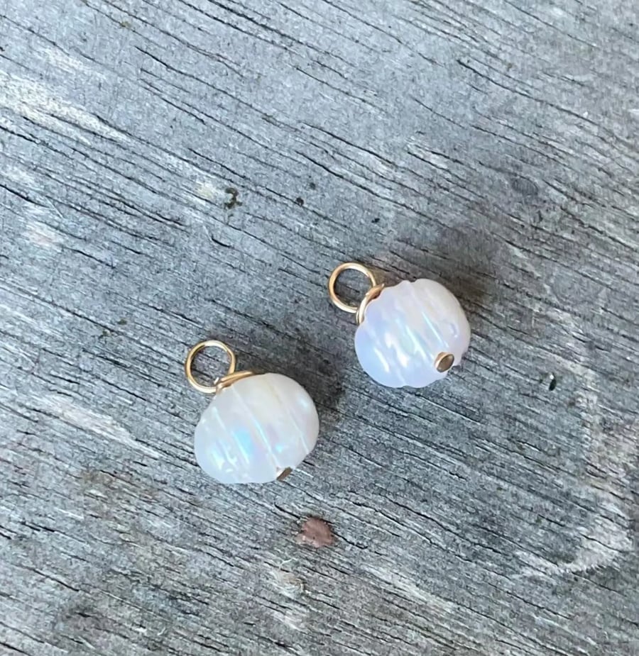 9ct Gold Ivory Irregular Freshwater Pearl Charms 