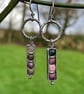 Oxidised silver and gemstone bead long colourful dangly earrings - Image 4