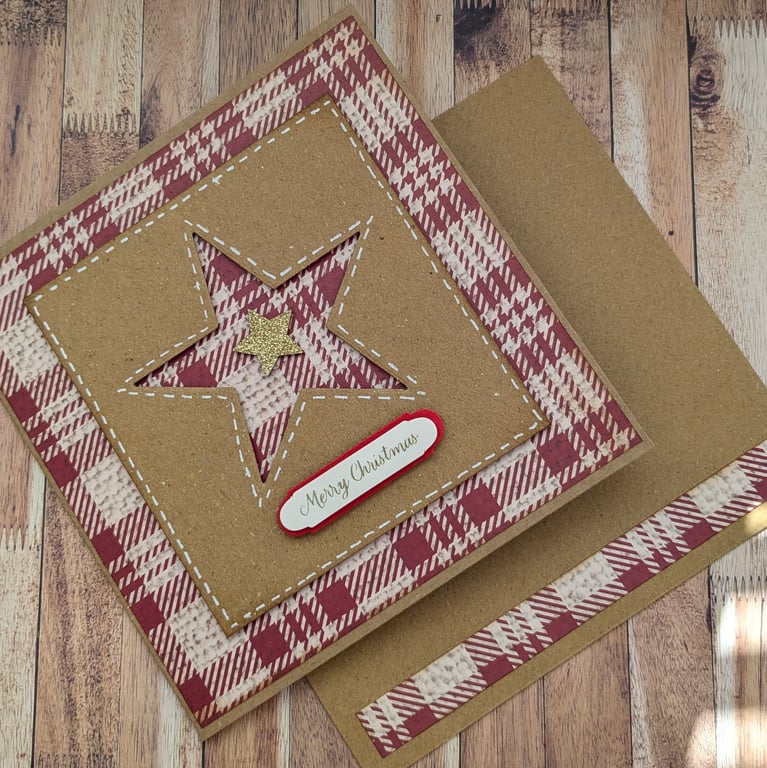 Handmade rustic farmhouse Christmas card.