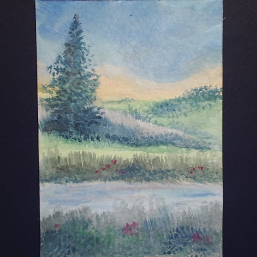 riverside watercolour aceo by Gweddus