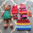 Crochet Doll with clothes and shoes for dressing up