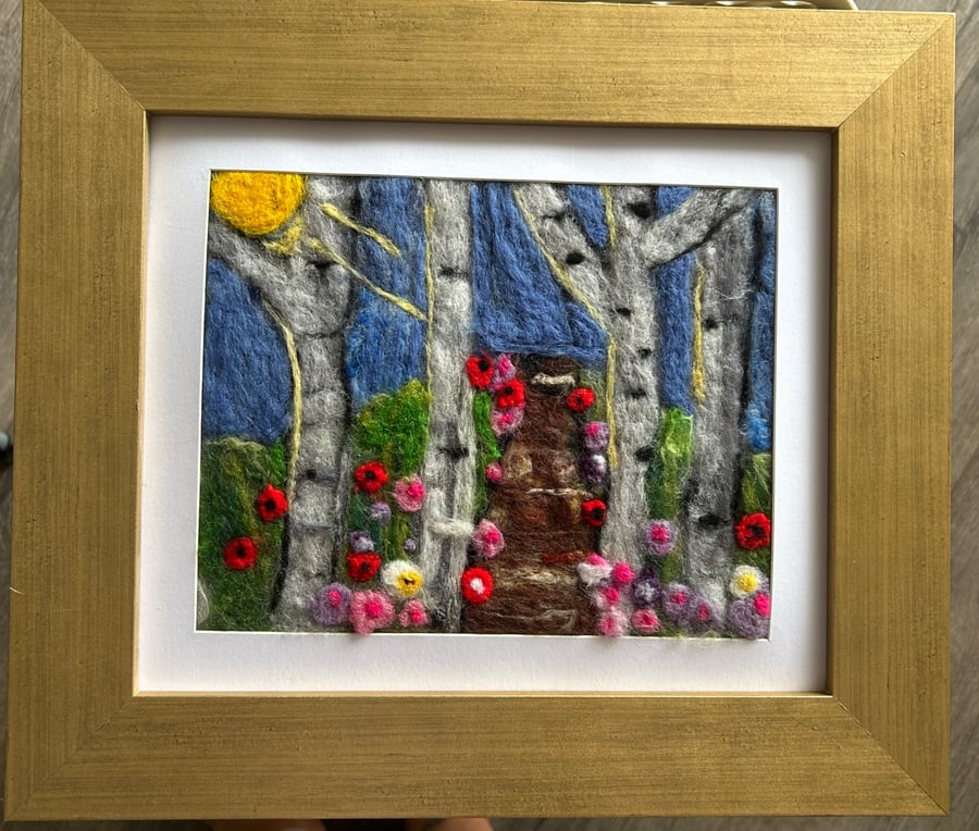 Original Woodland needle felting scene. 