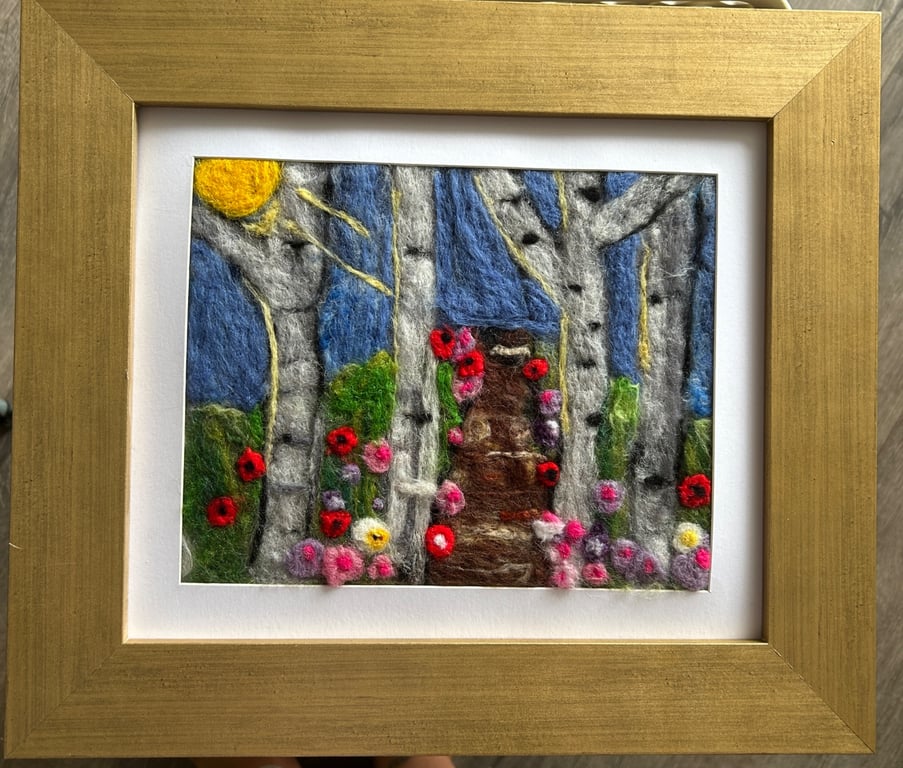 Original Woodland needle felting scene. 