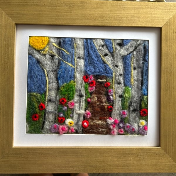 Original Woodland needle felting scene. 