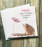 Hedgehog Personalised Birthday Card for Her Cute Pink Floral Happy Birthday Card - Image 3