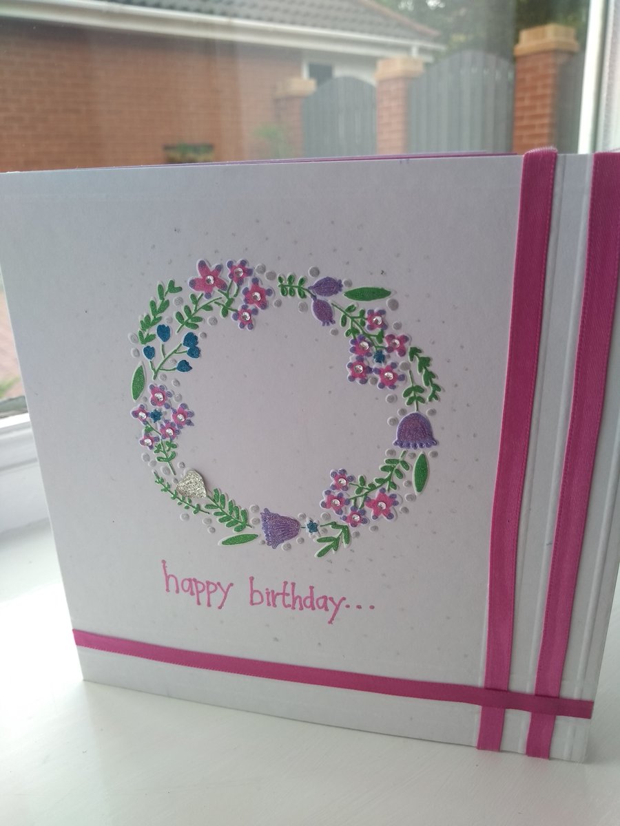 Dainty floral wreath birthday card