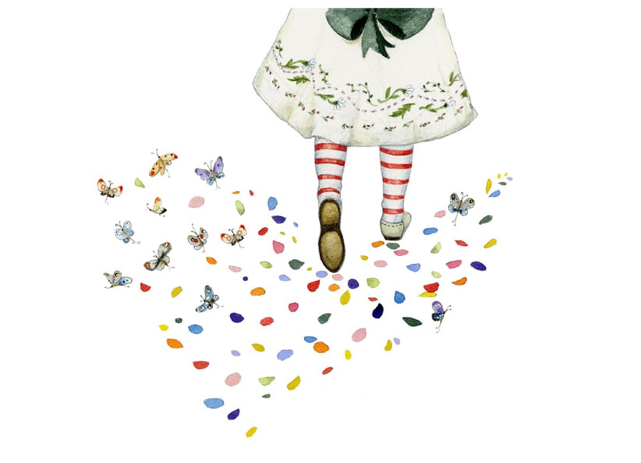 Bufferfly and Petal Footprints A4 print Giclee print