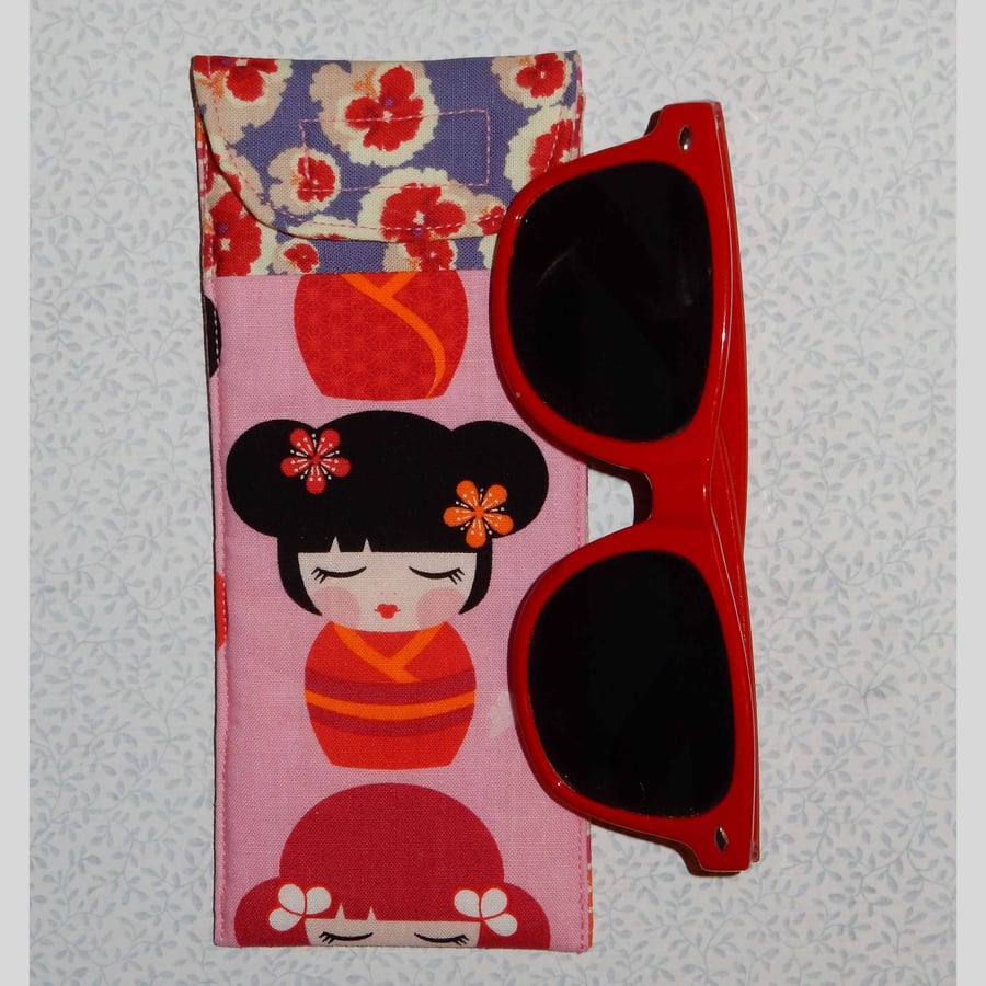 Glasses case - Japanese lady and pretty floral