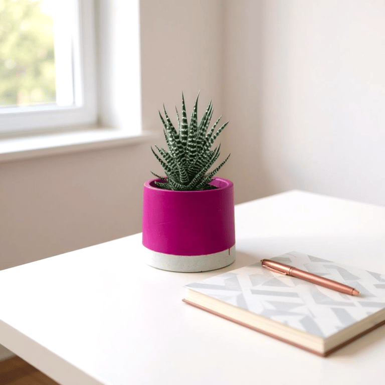 Small Magenta and White Plant Pot - 7.5 cm Two Tone Mini Succulent Pot