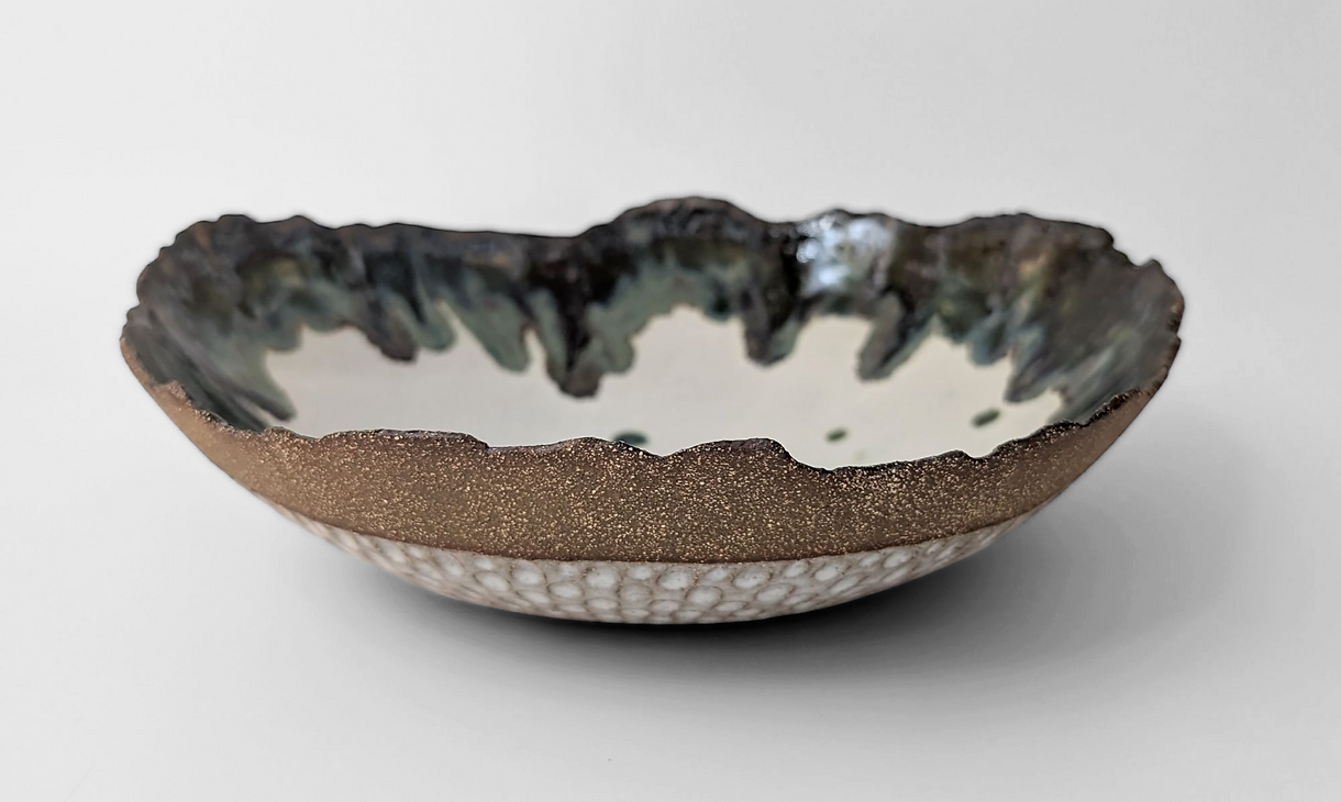 Coiled and carved low dish