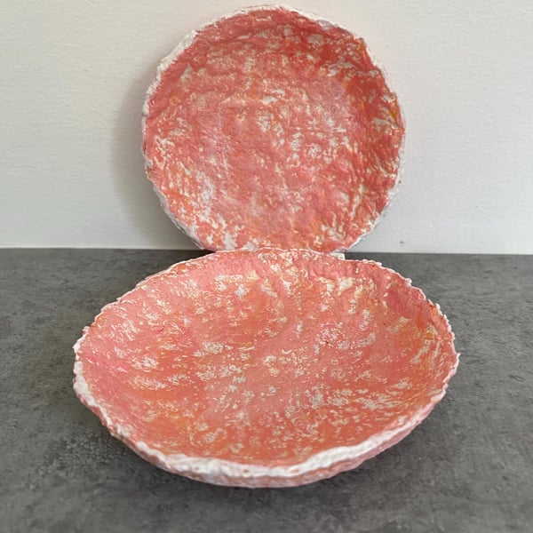 Pink Paper Mache Pin Dishes: Wabi Sabi Sustainable Decor