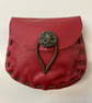 Pouch: Red coloured Leather (medieval style) - Dragon Closure - FREE SHIPPING