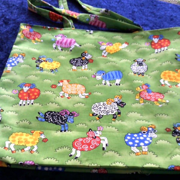 Multi coloured sheep fabric bag