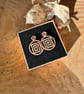 Walnut Wood Earrings - Geometric Labyrinth Statement Dangles - Image 6