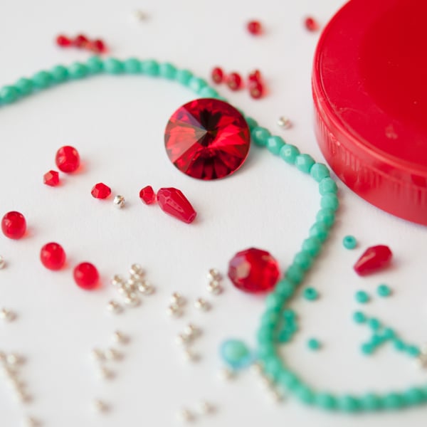 Materials Pack for Baroque Tape Measure Surround - Scarlet & Turquoise