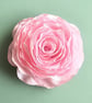 Handmade Pearl Pink Satin Rose Large 12cm Flower Barrette Hair Clip
