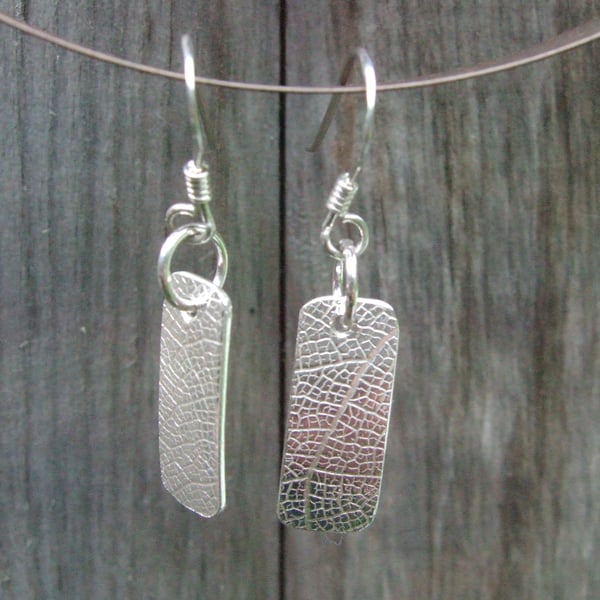 Sterling Silver Leaf Print Earrings